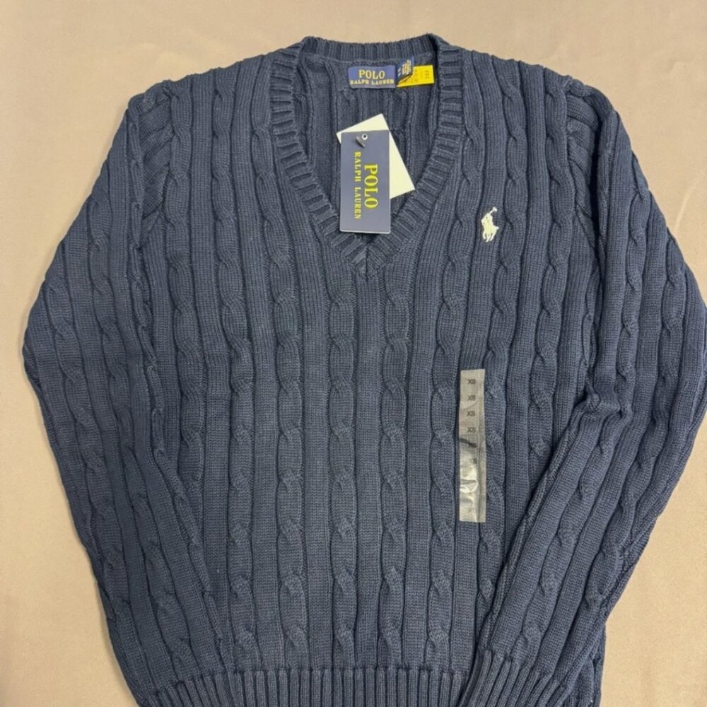 Polo Ralph Lauren Cable-Knit Cotton V-Neck Sweater - Picture 2 of 6